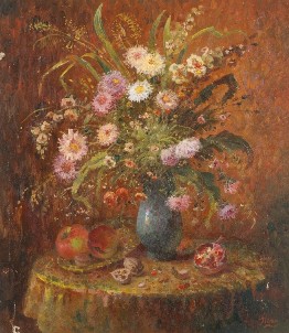 О. Нечипоренко. «Квіти і фрукти». 1990. Полотно, олія